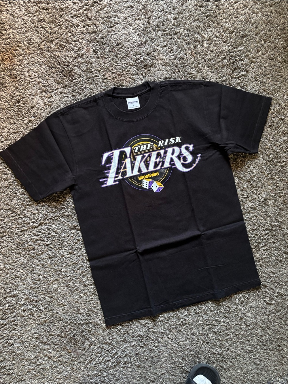 Streetwise Graphic Tee in Black with Purple & Gold Accents